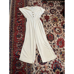 Alice Pearl Brooklyn Cream Terrycloth Wide Leg Jumpsuit Romper Women’s M